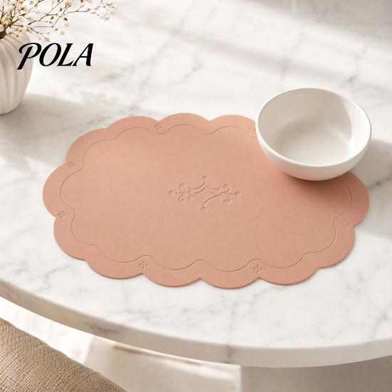 Easy Clean Table Mat 2PCS Leather Placemats, with Embossment Design, Waterproof No-Slip Heat Scratch Resistant Placemat Mats, Flexible Foldable