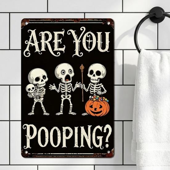 Wandkunst für drinnen und draußen Retro Halloween Schild, Kürbis Geist Badezimmer Metall Langlebiges Hängeschild Hexe Katze Festival für Bar Zuhause Raum Dekor
