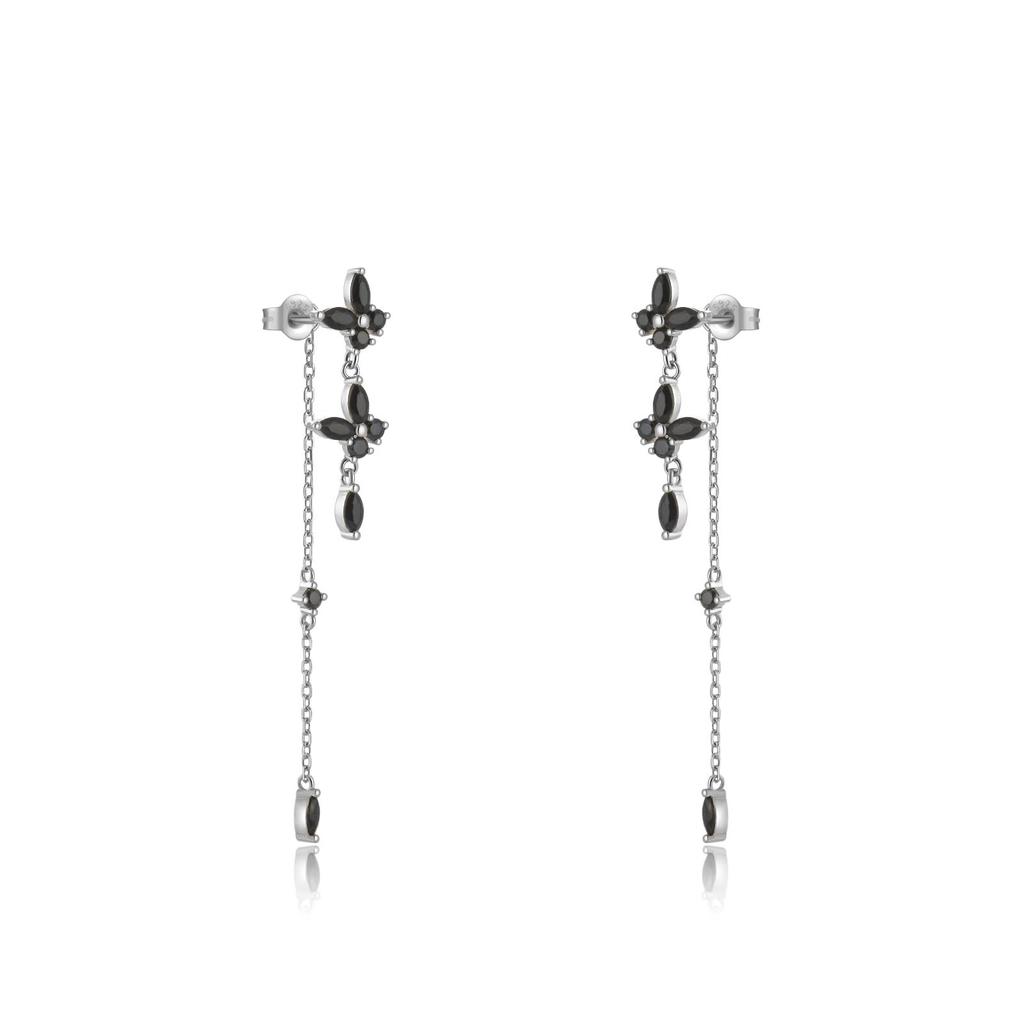 ANDYWEN 925 Sterlingsilber Gold Klar Schmetterling Zirkonia Kette Hängeohrring Feiner Schmuck Rock Punk Mode Kristallclips Hochzeit