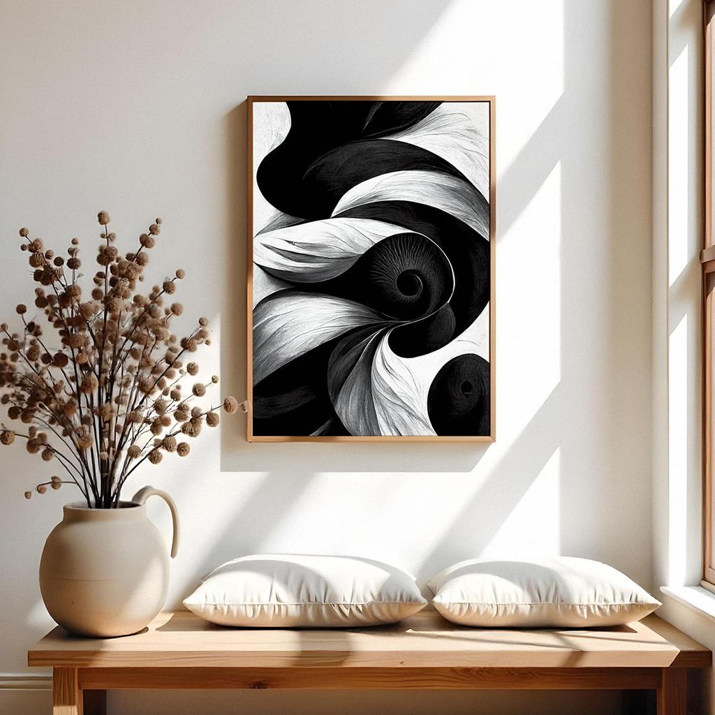 Black and White Poster Black Abstraction