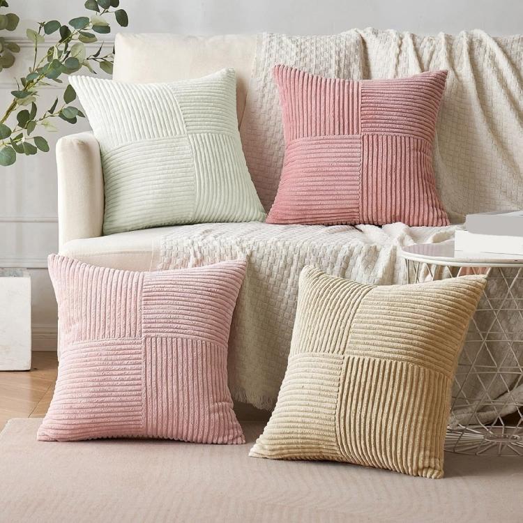 Corduroy Throw Pillowcase Soft Striped Removable Throw Pillow Cover for Easy Care Living Space