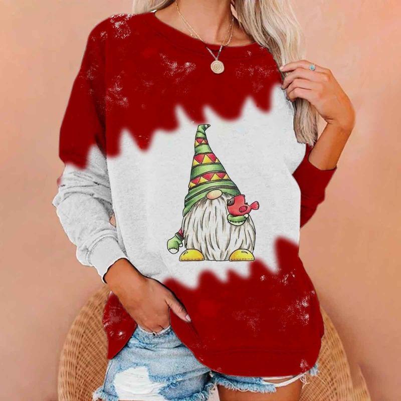 Autumn and Winter Christmas 3D Digital Printing Santa Loose Long Sleeve Crew Neck Hoodies and Sweatshirts