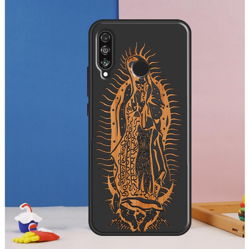 Guadalupe San Judas Wood Case For Huawei Nova Y70 Y60 Y90 Y61 Y91 Y72 Y73 12s 12i 11i 8i 9 10 SE P30 P40 Lite P60 Pro