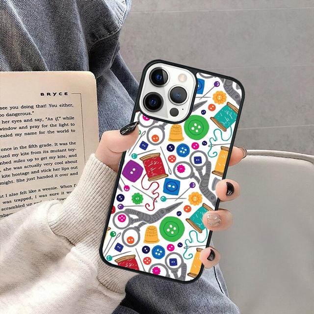 Sewing Scissors Buttons Phone Case Cover for iPhone 17 Air 16 16e 15 13 14 11 12 Pro Max Plus  coque fundas Shell