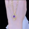 Years Love Necklace Women'S Light Luxury Simple Purple Zircon Heart Pendant Clavicle Chain