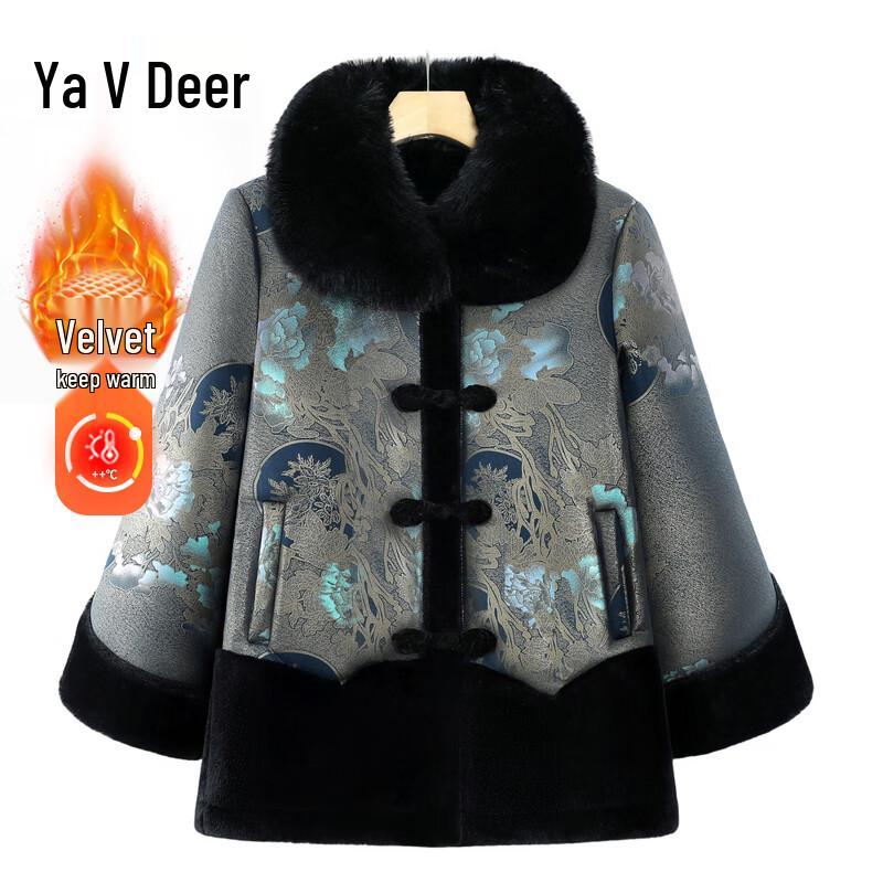 

Зимнее пальто Yalu для женщин среднего и пожилого возраста с плюшевой подкладкой 4XL