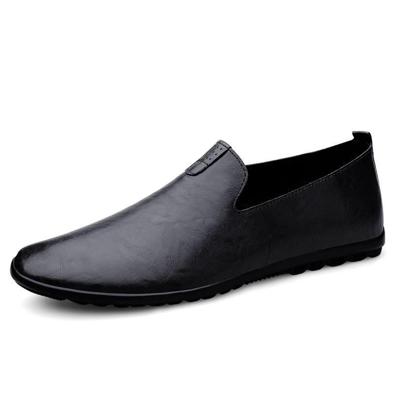 Simple Business Casual Shoes Handmade Leather Loafers Leisure Slip on Footwear Lightweight Moccasins Versatile Man Walking Shoes