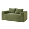 Boneless Deep Seat 2-Seater, No Assembly Foam Floor Couch, Plush Corduroy Fabric, Living Room Sofa for Small Space Apartment, Bedroom, Office (green)