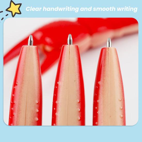 6 stk Krabbeklo Kulepenner Morsomme Hummerklo Penner med Svart Blekk for Skole Kontor Bursdagsfestrekvisitter