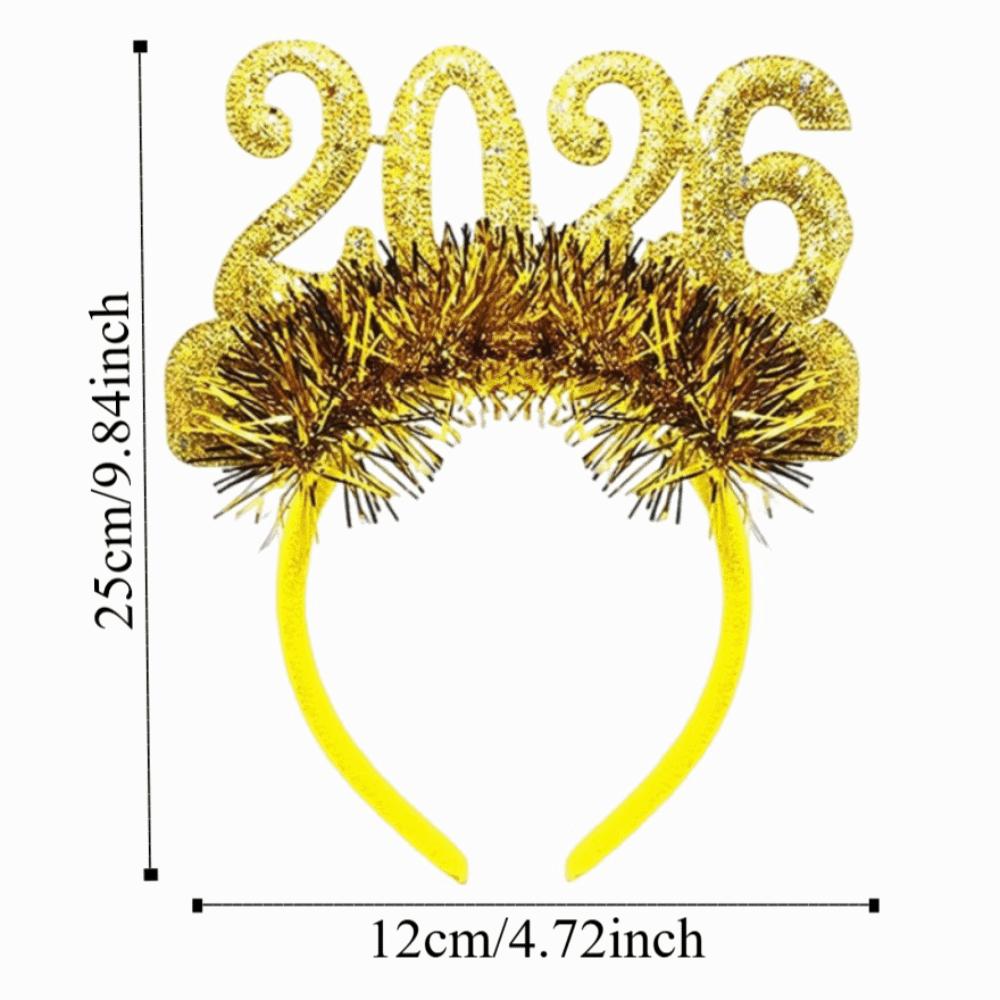 Pailletten 2026 Frohes Neues Jahr Stirnband Niedlich Kreativ Neujahr Dekorative Kopfbedeckung Kopfschmuck Süßer Weihnachtsschmuck
