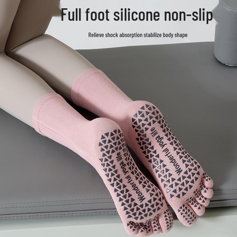 Women's Non-Slip Five-Toe Yoga & Pilates Socks - Professional Cotton Split-Toe Design