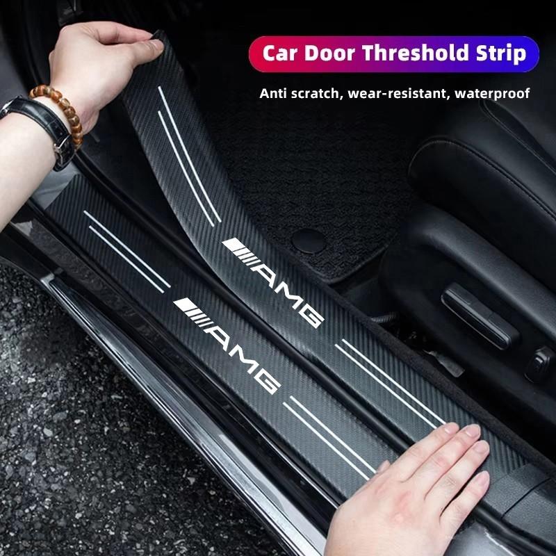 Car Door Sill Carbon Fiber Sticker Auto Protector Strip Waterproof For Mercedes Benz AMG Smart W205 C300 W203 W206 W108 W124 W12 BH1