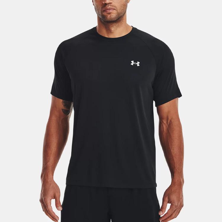 Under Armour Solid Crew Neck Reflective Short Sleeve T-Shirt Men Tops Black 1377054-001