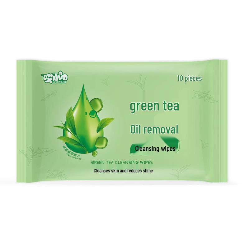 Portable, Unisex Green Tea Oil-Removing Wet Wipes for Cooling and Refreshing Face During Student Military Training
