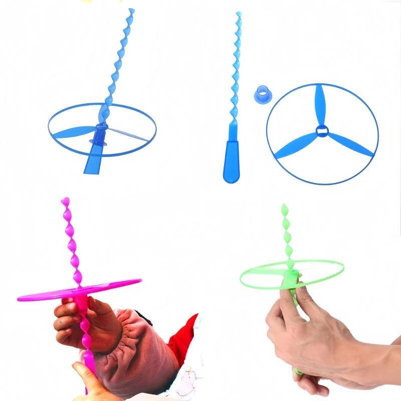 39pcs Flying Helicopter Rotating Circle Bamboo Dragonfly Manual Friction Plastic Propeller Outdoor Flying Toy Children's Gift