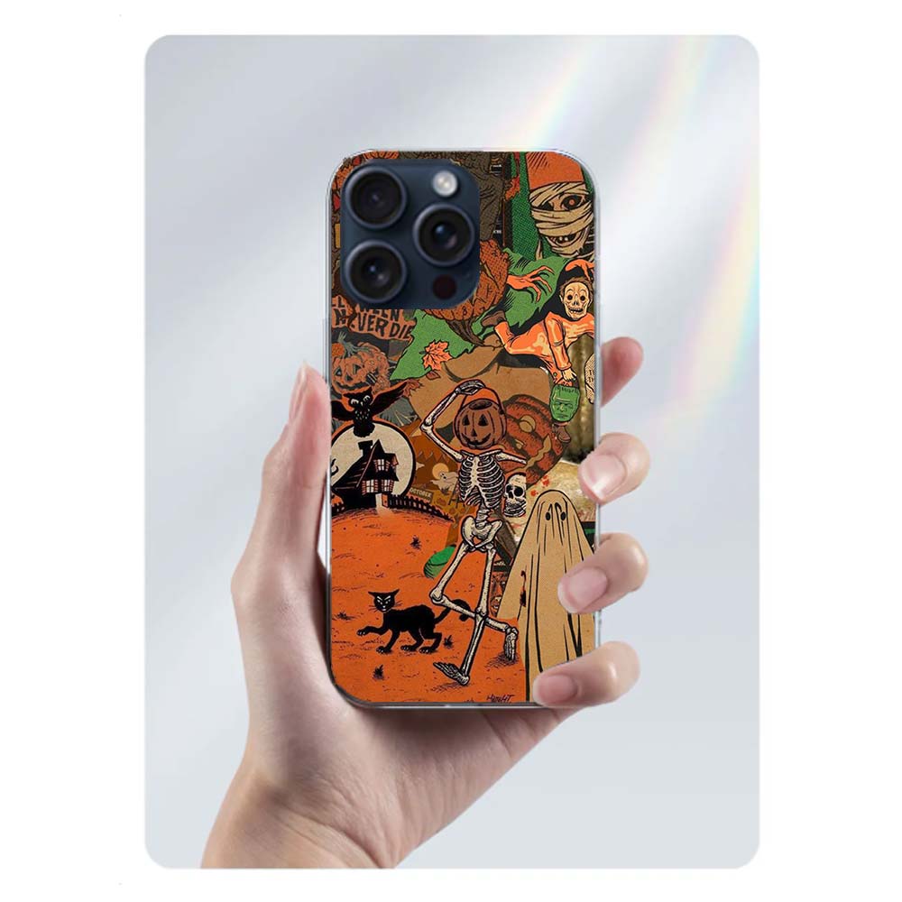 Halloween Fall Art Witch Cat Clear Phone Case For Iphone 17 Air 16 Pro Max 15 Pro 14 Plus 17E 16E 11 13 12 Mini Cover Cases Fund