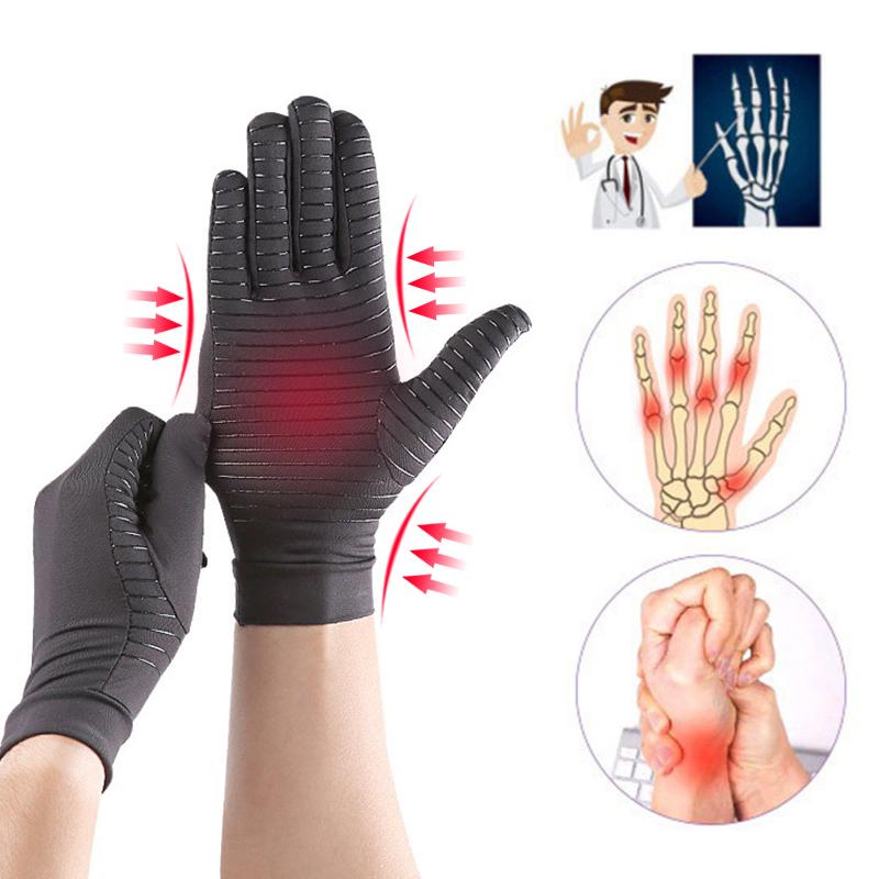 

1 Pair Anti Arthritis Copper Therapy Gloves Full Finger Arthritis Gloves чёрный