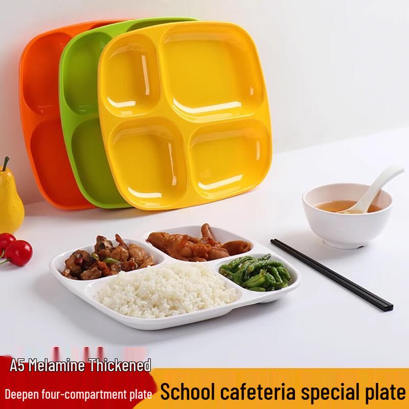 Commercial Melamine 6-Compartment Rectangular Food Tray