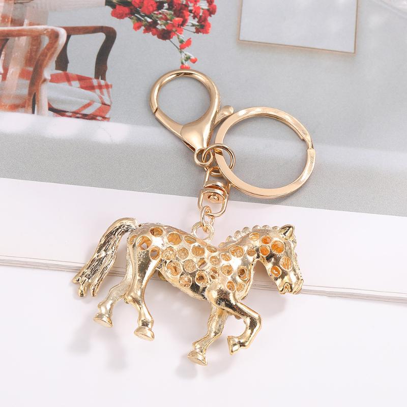 Rhinestone Horse Keychain Stylish Animal Pendant Decorative Key Ring For Women Bag Charm Hanging Lucky Gift