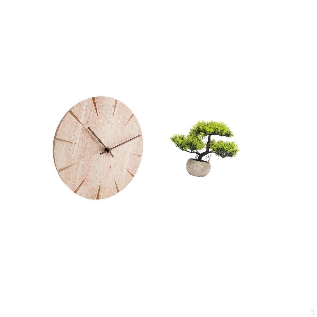 Wood Wall Clock Creative Design Gift Decorative Non Ticking Silent for Restaurant Office Artificial