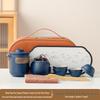 Portable Ceramic Travel Tea Set: Quick-Brew Pot & 4 Cups for Outdoor & Car Use, Simple Carry-Along Gift