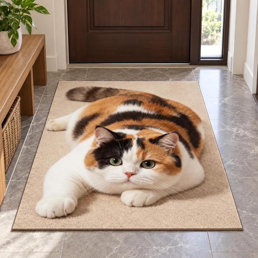 Realistic 3D Cat Floor Mat 40×60CM 50×80CM 60×90CM Bedroom Door Rug Bathroom Carpet Home Decor
