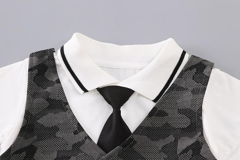 Summer Boys' Patchwork Tie Vest & Shorts Set