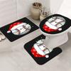 Baseball-Themed Christmas Shower Curtain Set With 12 Hooks - Polyester, Non-Slip Bath Mat, U-Shaped Toilet Mat & Lid Cover