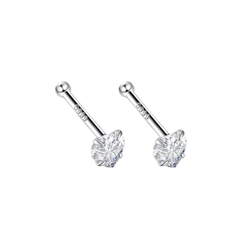 S999 Pure Silver Minimalist Women's Earrings – Small Bean Ear Bone Studs, Anti-Blocking Design for Commuting
