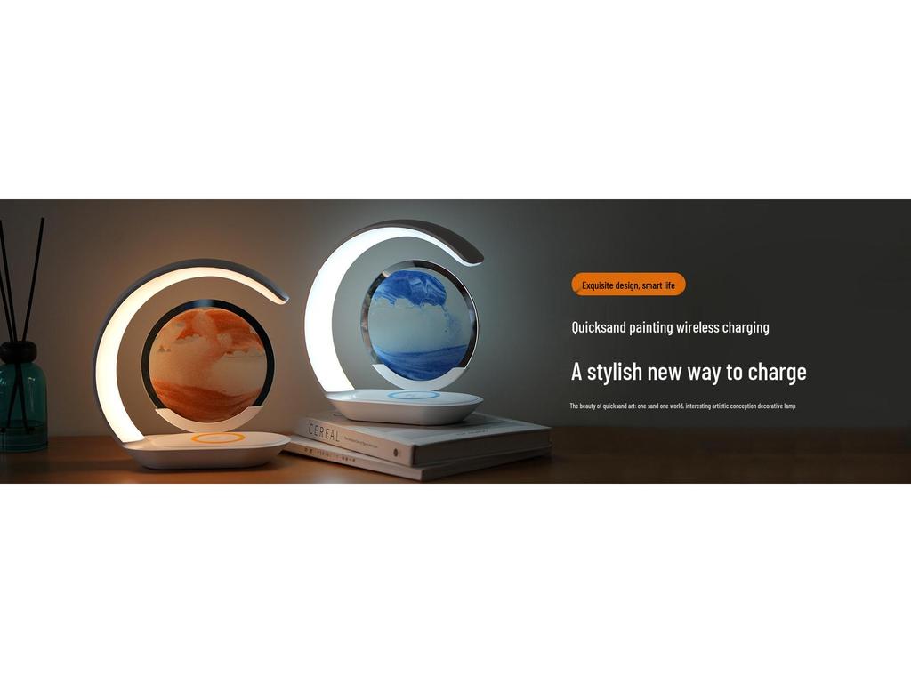 Elegant Quicksand Night Light with Wireless Charging – Perfect High-End Home or Business Gift