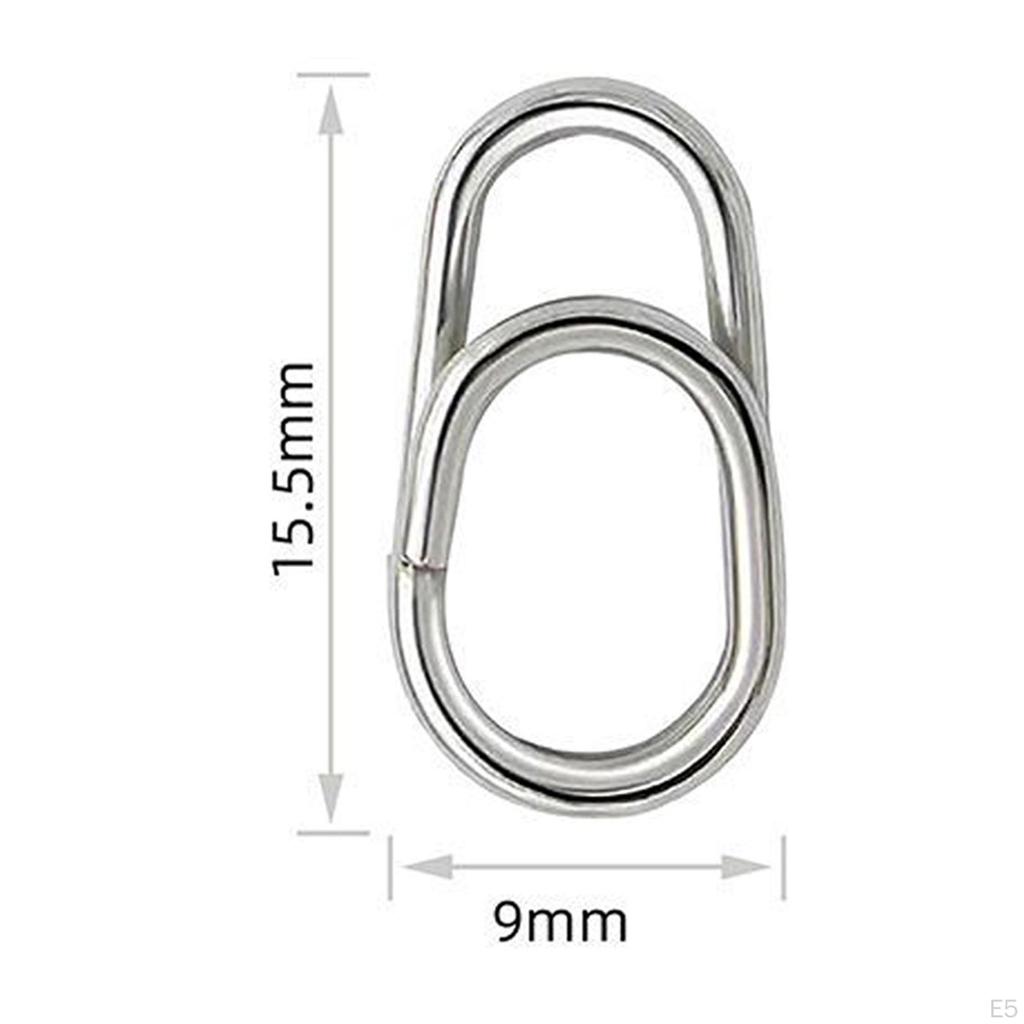 100 Pieces Fishing Split Rings Connectors Oval High Strength for Freshwater Saltwater