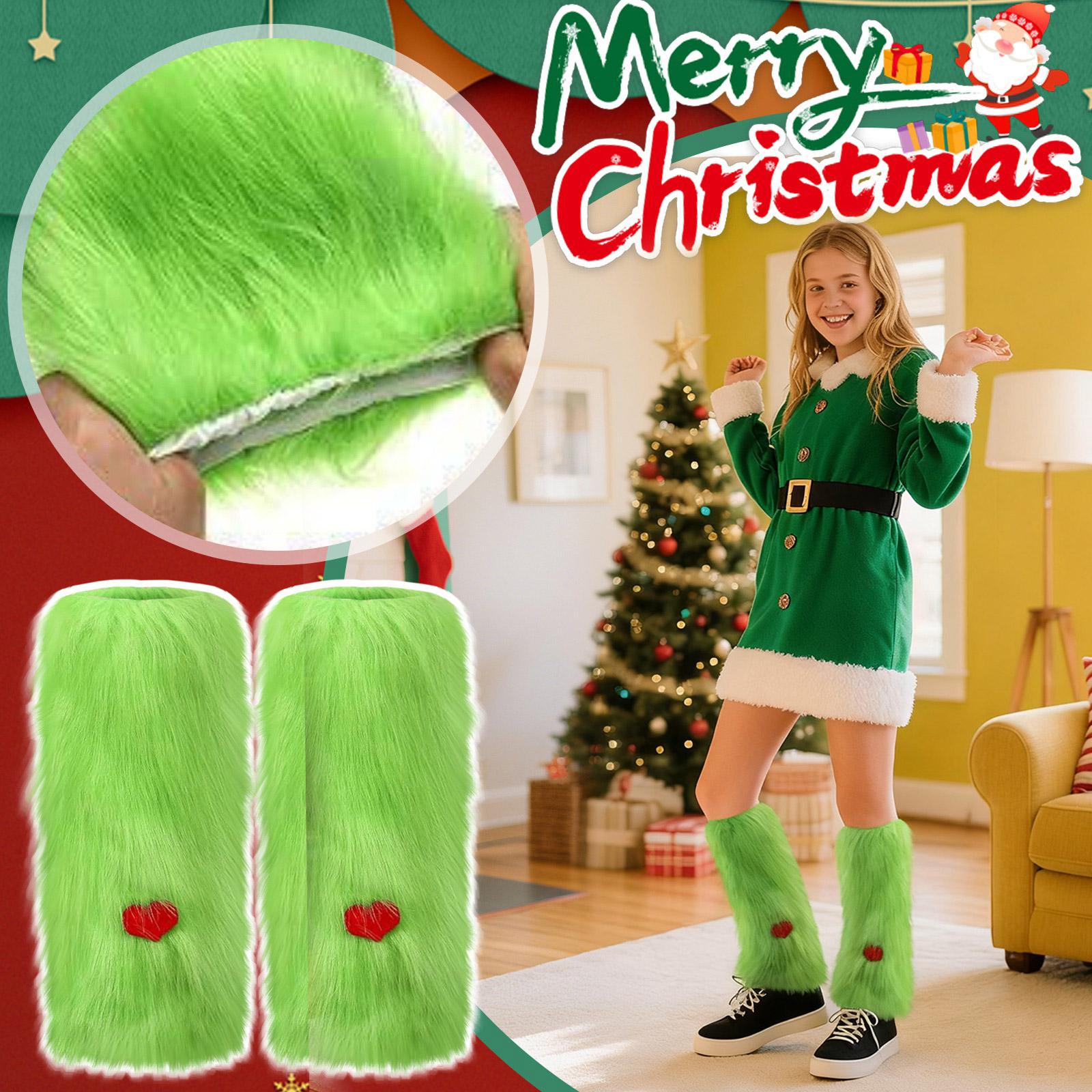 

Женские рождественские пушистые носки Люблю зиму Плюшевые чехлы для ботинок One Size зелёный