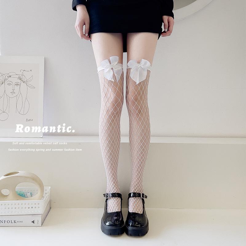 Women's Summer Thin Sexy Thin Fishing Net Bow Stockings