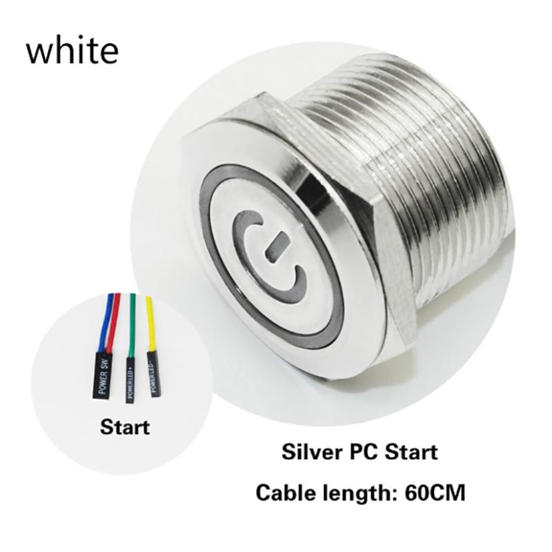 

Кнопка живлення комп ютерного хоста Металева кнопка-перемикач 12 мм Самоблокувальна Кнопка скидання/запуску/зупинки білий