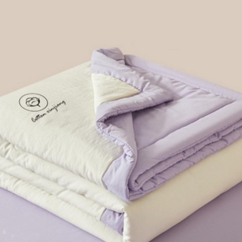 1pc Unprinted Cotton Quilt  Cool Summer Air Conditioning  Solid Color  Skin Friendly  Washable  Lightweight