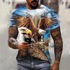 Loose Casual Plus Size Men's Short Sleeved T-shirt Eagle Soaring Print Fashionable Daily Comfortable Personalized T-shirt