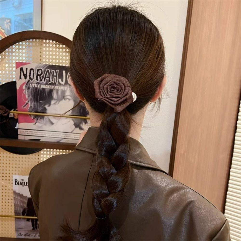 

Pearl Rose Crab Hair Clip Korean Style Flower Hair Clip Fairy Camellia Hair Claw Women