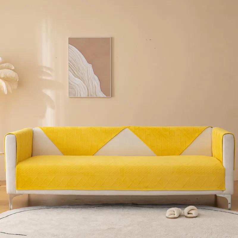 Thicken Plush Sofa Covers Lattice Mat Sofas Towel Anti-slip Couch Protector Slipcover Removable Sofa Blanket for Living Room