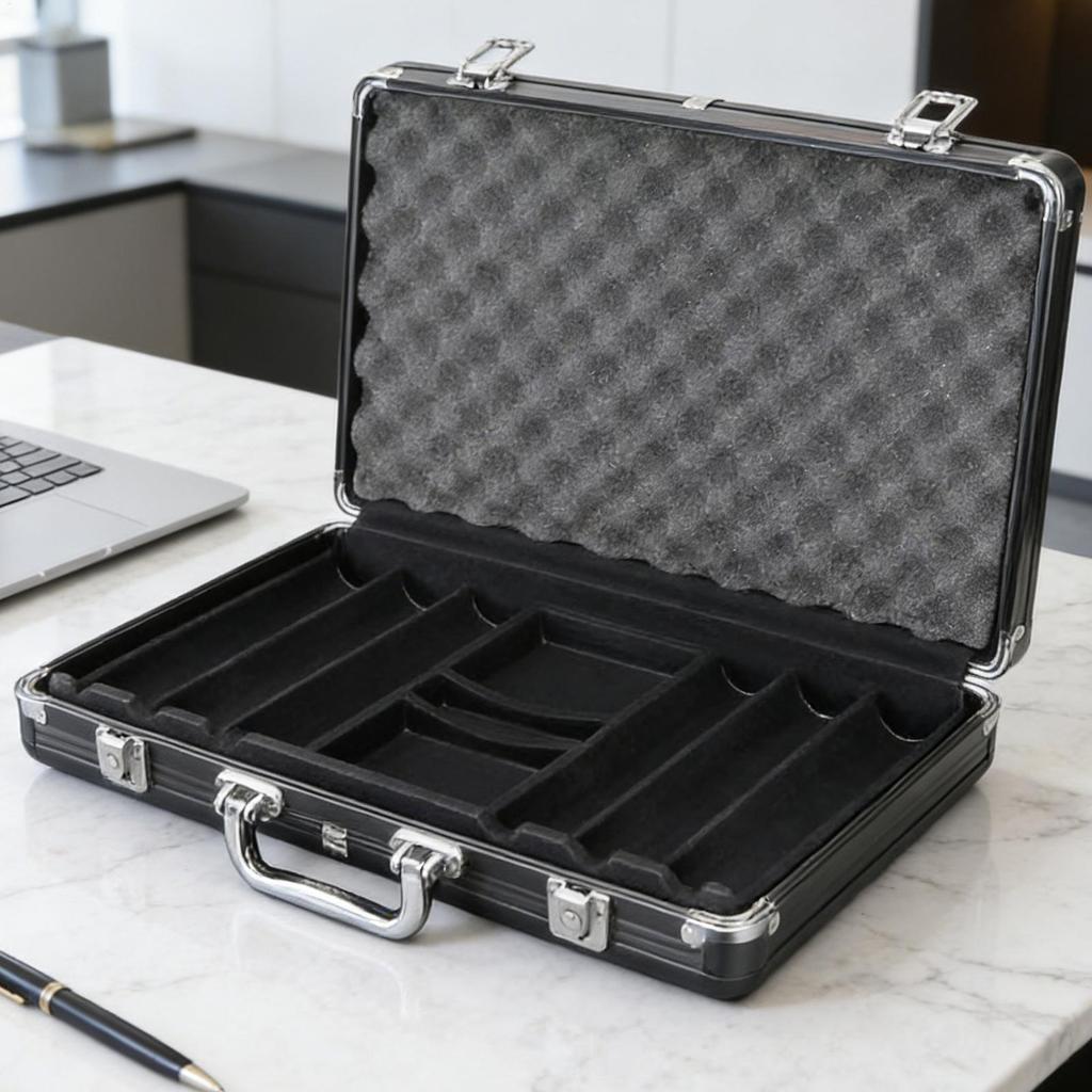 Poker Chip Case 300 Pieces Capacity Professional Matte Hard Metal Poker Chip Carrying Case for Lovers Family Friends Enthusiasts