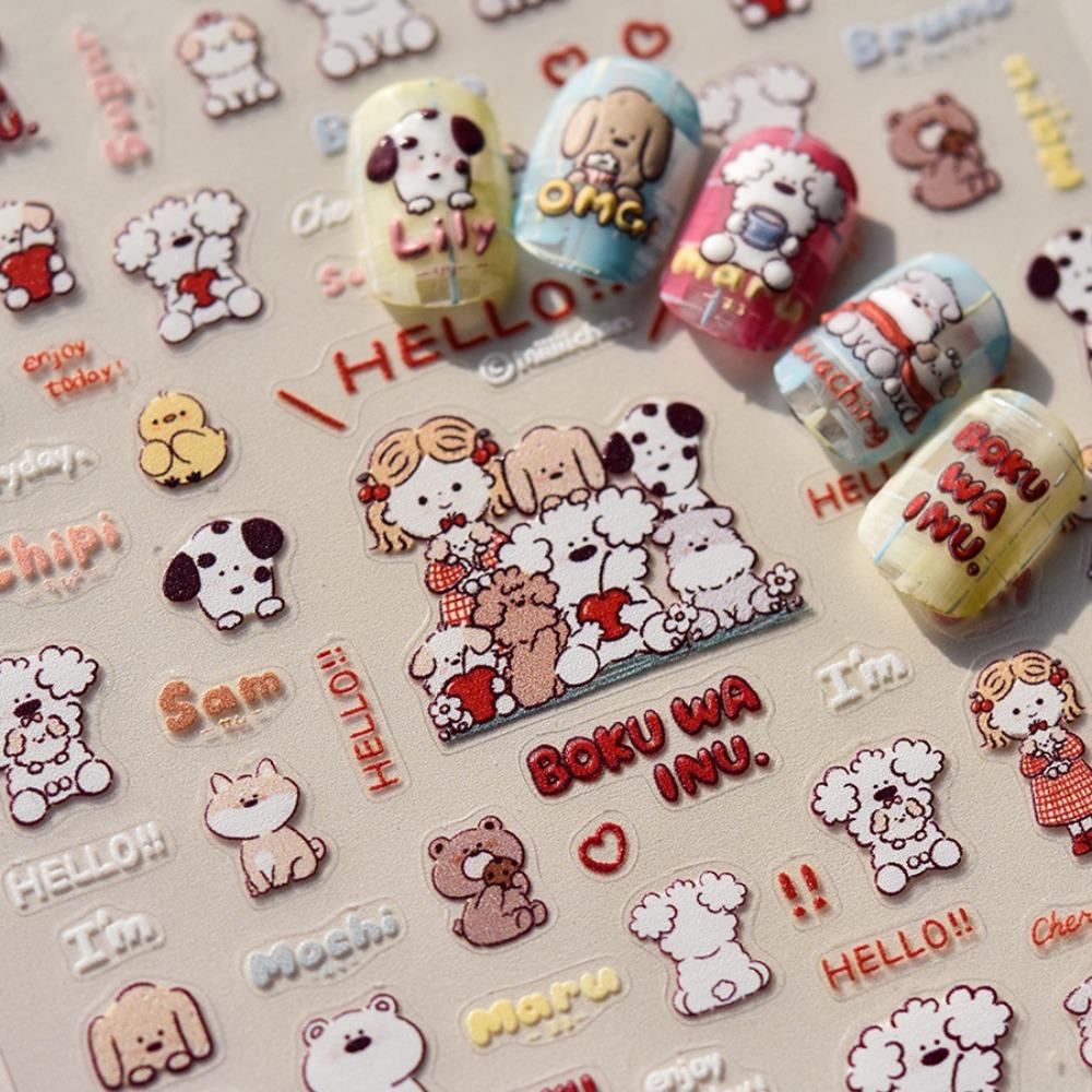 

Manicure Ornaments Cartoon Dog Nail Stickers Cartoon Dog Nail Decorations Nail Salon 02 Flat