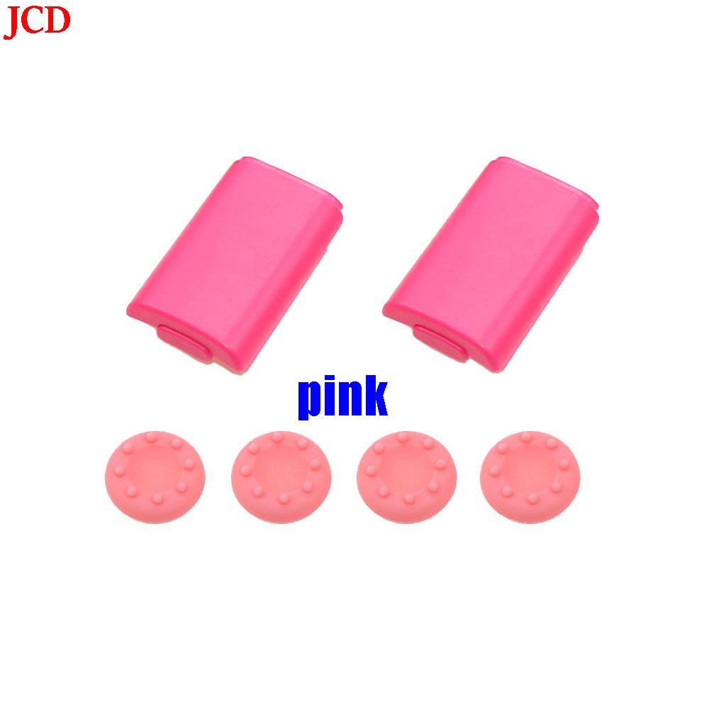 JCD 2x AA Battery Back Cover Pack Replacement Part for Xbox 360 Wireless Controller + 4 Silicone Grip Cap Cover Black
