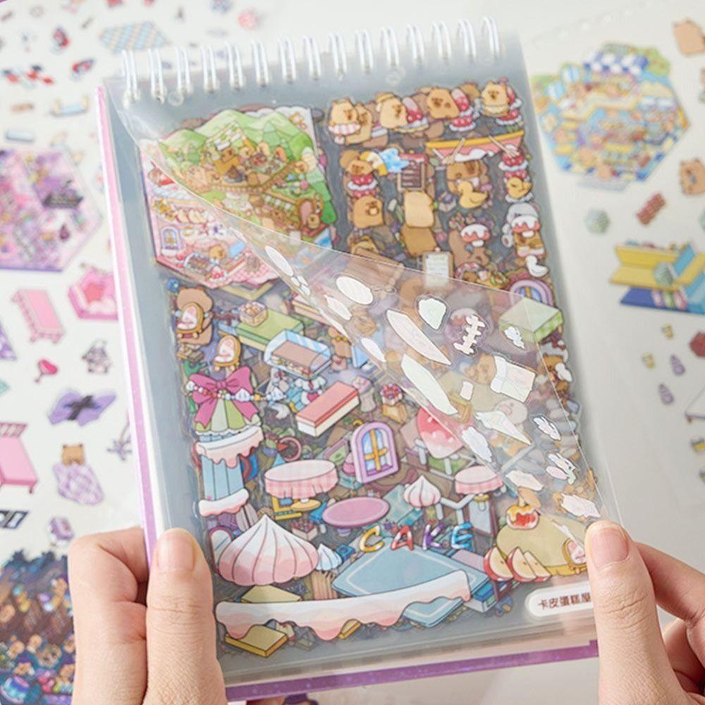3D Miniature Scene Stickers 20 Sences Cartoon Landscape Sticker Collection Stacking Pasting Pasting Scene Stickers Scrapbooking