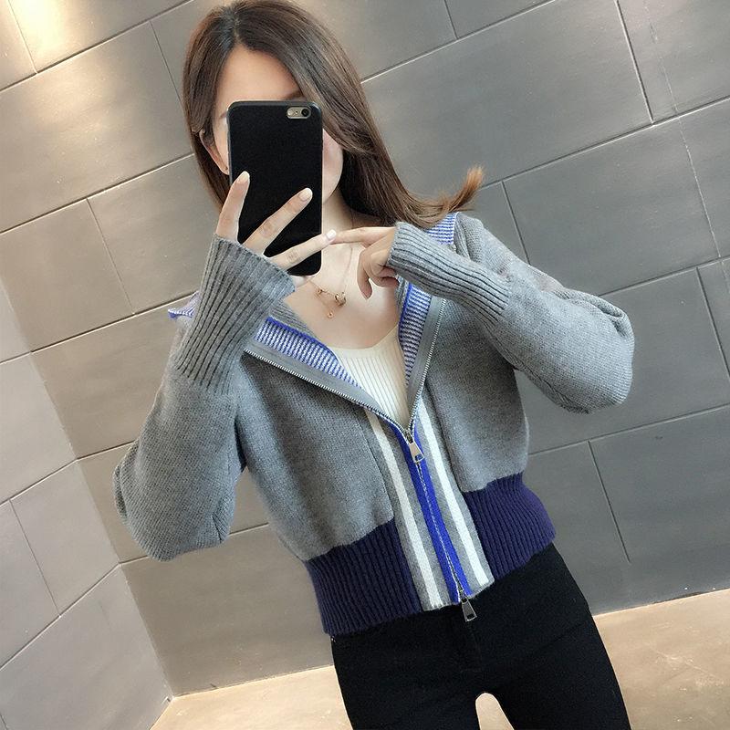 Knitted Cardigan Zipper Hooded 2022 New Sweater Long Sleeve Casual Sweater Cardigan Coat
