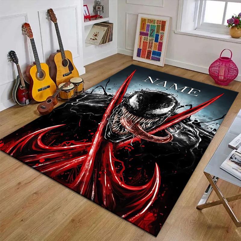 Custom Venom Mat Personalized Name, Polyester Washable Indoor Entryway Rug, Gift for Christmas, Easter, Thanksgiving Day
