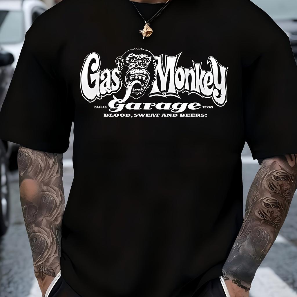 Summer Round Neck 3D Monkey Creative Pattern Print Top Fashionable Casual Short Sleeved Men's T-shirts