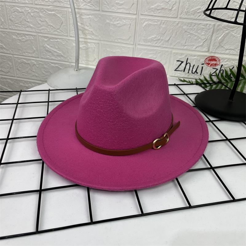 French Top Hat Men's Autumn and Winter Big Edge Hat Back Edge Felt Hat Panama Flat Edge Jazz Hat British Hat Wool Hat