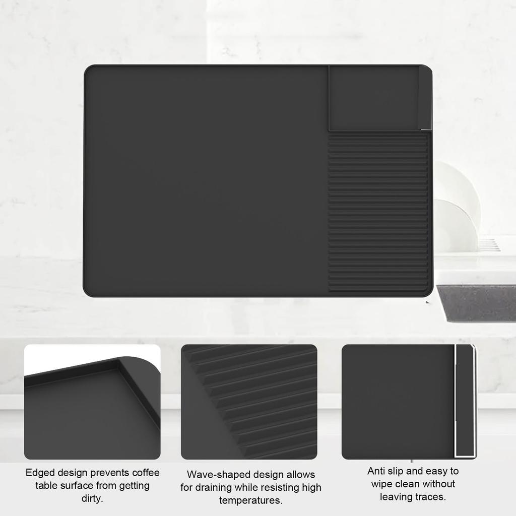 Silicone Coffee Bar Mat Under Coffee Maker Mat 23.6x15.7in Absorbent Dish Drying Mat for Kitchen Counter