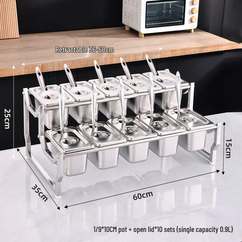 Commercial Stainless Steel Multi-Compartment Condiment Tray Set for Milk Tea Shop