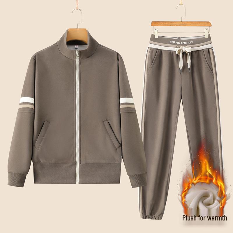 Winter Women's Fleece-Lined Slim Fit Cardigan & Joggers Fitness Set