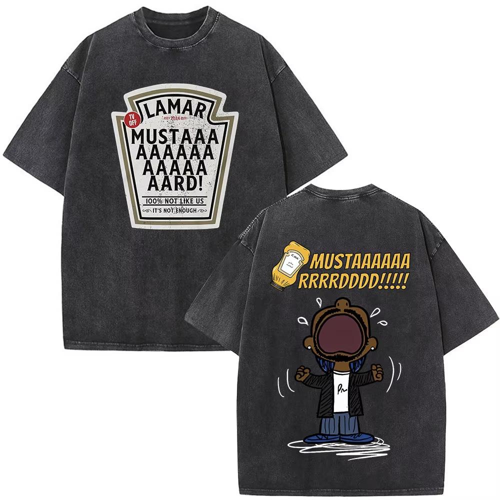 Rapper Kendrick Lamar DAMN Washed Tshirt Mens Women Clothing Fashion Vintage Casual Oversized Short Sleeve T Shirts Streetwear